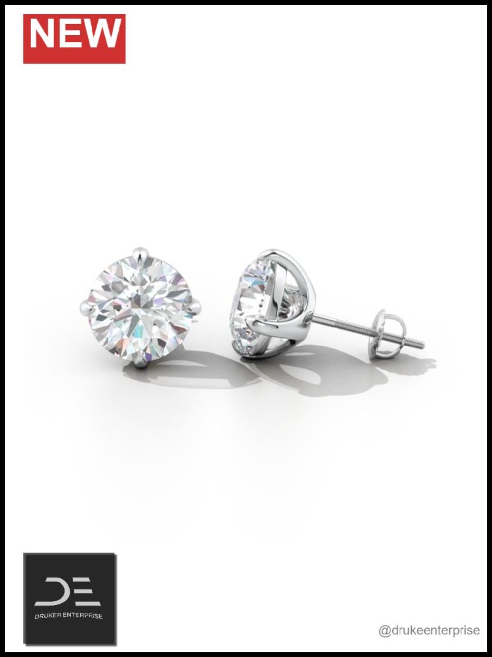 Lab-Grown Diamond Stud Earrings 14K Gold 4-Prong Push Back SI H Color